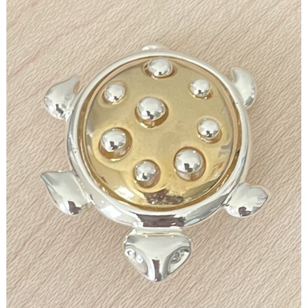 Danecraft Signed Vintage Turtle Goldtone Silvertone Brooch Pin Women’s Fashion￼
